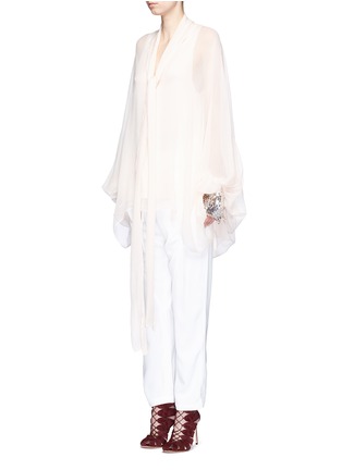 Front View - Click To Enlarge - CHLOÉ - Sequin cuff balloon sleeve silk mousseline blouse