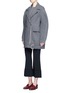 Figure View - Click To Enlarge - STELLA MCCARTNEY - Cable knit sleeve felted wool blend coat