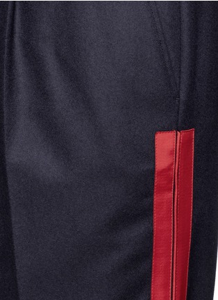 Detail View - Click To Enlarge - ALEXANDER MCQUEEN - Side stripe wool flannel wide leg pants