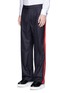 Front View - Click To Enlarge - ALEXANDER MCQUEEN - Side stripe wool flannel wide leg pants