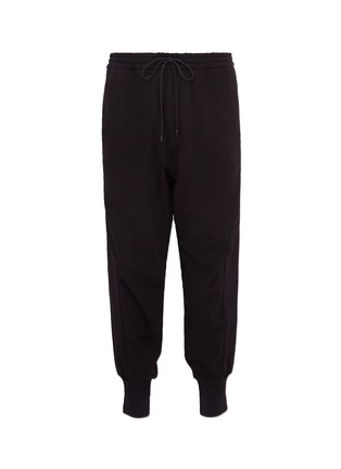 Main View - Click To Enlarge - JUUN.J - Slogan embroidered stripe outseam drop crotch jogging pants