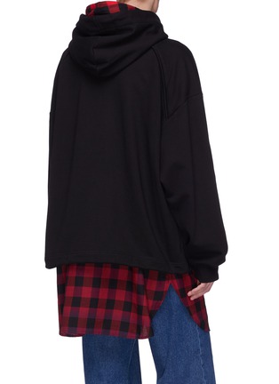 Back View - Click To Enlarge - JUUN.J - Gingham check panel oversized hoodie