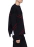 Detail View - Click To Enlarge - RAF SIMONS - Foldover collar contrast stitching virgin wool sweater