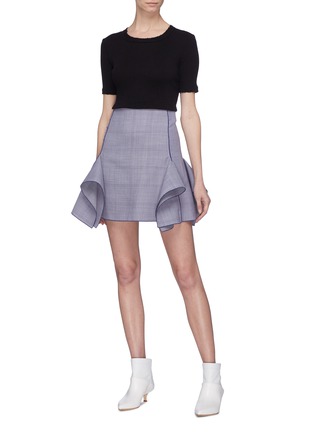Figure View - Click To Enlarge - DION LEE - Drape panel check plaid skirt