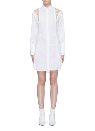 Main View - Click To Enlarge - DION LEE - Lace-up shoulder shirt dress