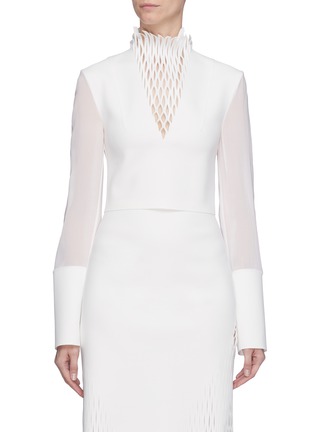 Main View - Click To Enlarge - DION LEE - Lasercut panel high neck top