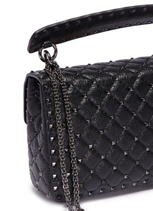 Detail View - Click To Enlarge - VALENTINO GARAVANI - Valentino Garavani 'Rockstud Spike' heart embellished medium quilted leather crossbody bag
