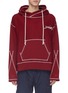Main View - Click To Enlarge - INDICE STUDIO - Contrast topstitching slogan logo print knit hoodie
