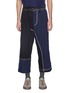 Main View - Click To Enlarge - INDICE STUDIO - Belted contrast topstitching colourblock cropped twill pants