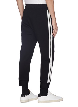 Back View - Click To Enlarge - INDICE STUDIO - Stripe outseam logo print knit sweatpants
