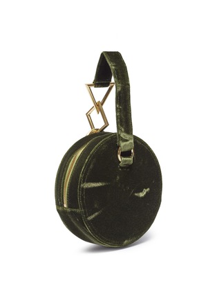 Detail View - Click To Enlarge - TARA ZADEH  - 'Azar' geometric link strap velvet circle clutch