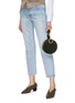 Figure View - Click To Enlarge - TARA ZADEH  - 'Azar' geometric link strap velvet circle clutch