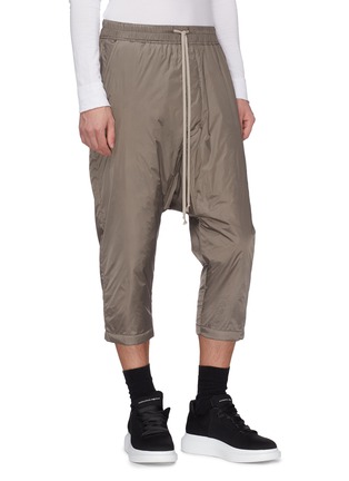Front View - Click To Enlarge - RICK OWENS  - Drop crotch padded cropped jogging pants