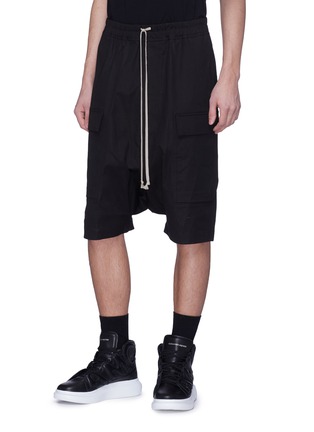 Front View - Click To Enlarge - RICK OWENS  - Drop crotch cargo shorts