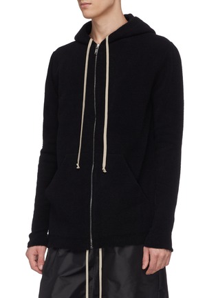 Front View - Click To Enlarge - RICK OWENS  - Wool blend zip hoodie