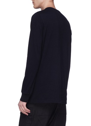 Back View - Click To Enlarge - RICK OWENS  - Panelled shoulder long sleeve T-shirt