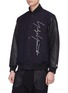Detail View - Click To Enlarge - YOHJI YAMAMOTO - x New Era leather sleeve logo embroidered unisex varsity jacket