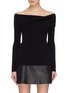 Main View - Click To Enlarge - DION LEE - Twist yoke rib knit off-shoulder sweater