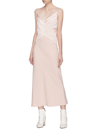 Figure View - Click To Enlarge - DION LEE - Crossover panel Mulberry silk slip dress
