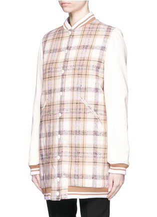 Front View - Click To Enlarge - CHLOÉ - Plaid check wool bomber coat