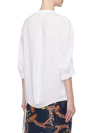 Back View - Click To Enlarge - TIBI - Shirred sleeve crepe top