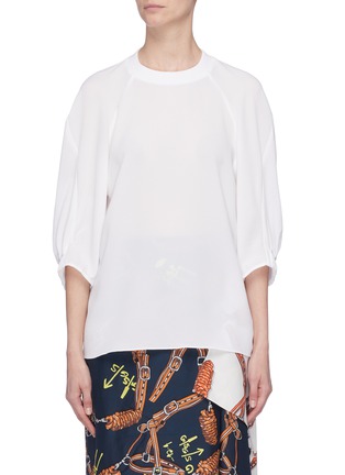 Main View - Click To Enlarge - TIBI - Shirred sleeve crepe top