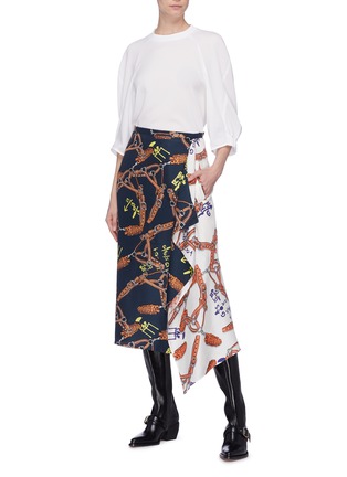 Figure View - Click To Enlarge - TIBI - Shirred sleeve crepe top