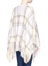 Back View - Click To Enlarge - CHLOÉ - Plaid fringe wool-cashmere poncho