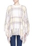 Main View - Click To Enlarge - CHLOÉ - Plaid fringe wool-cashmere poncho