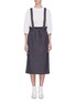 Main View - Click To Enlarge - TIBI - Suspender drawcord wool-cotton hopsack paperbag skirt