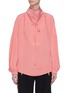 Main View - Click To Enlarge - TIBI - Drawstring ruched funnel neck silk top