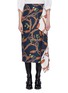 Main View - Click To Enlarge - TIBI - Construction print mock wrap drape silk twill skirt