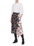 Figure View - Click To Enlarge - TIBI - Construction print mock wrap drape silk twill skirt