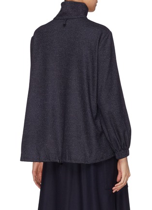 Back View - Click To Enlarge - TIBI - Front pocket pinstripe wool-cotton funnel neck top