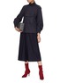 Figure View - Click To Enlarge - TIBI - Front pocket pinstripe wool-cotton funnel neck top