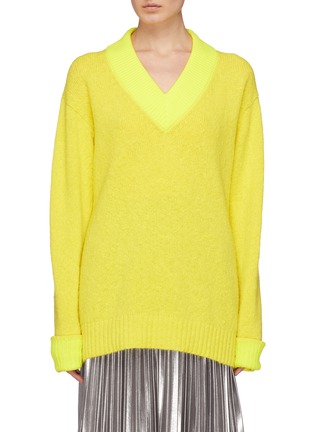 Main View - Click To Enlarge - TIBI - Oversized alpaca blend V-neck sweater