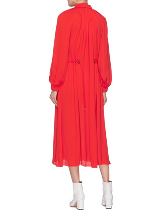 Back View - Click To Enlarge - TIBI - Drawstring waist ruched georgette midi dress