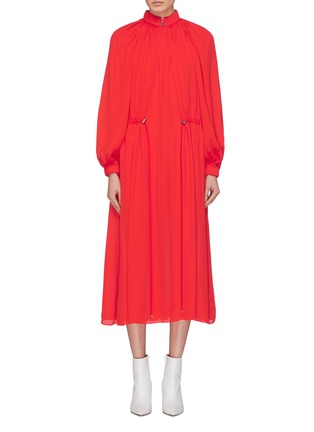 Main View - Click To Enlarge - TIBI - Drawstring waist ruched georgette midi dress