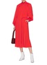 Figure View - Click To Enlarge - TIBI - Drawstring waist ruched georgette midi dress