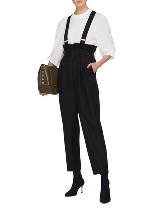 Figure View - Click To Enlarge - TIBI - Wool twill paperbag tuxedo jumpsuit