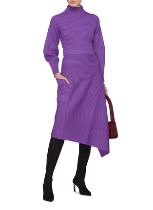 Figure View - Click To Enlarge - TIBI - Cocoon sleeve Merino wool rib knit sweater