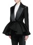 Front View - Click To Enlarge - DICE KAYEK - Made-to-Order<br/><br/>Open shoulder ruffle peplum tuxedo jacket