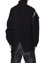 YOHJI YAMAMOTO | Lace-up deconstructed mix knit turtleneck sweater 