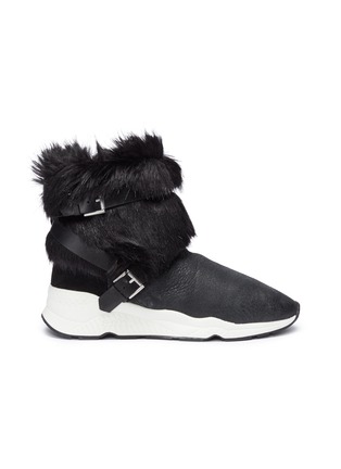 Main View - Click To Enlarge - ASH - 'Moloko S' belted faux fur panel leather sneaker boots