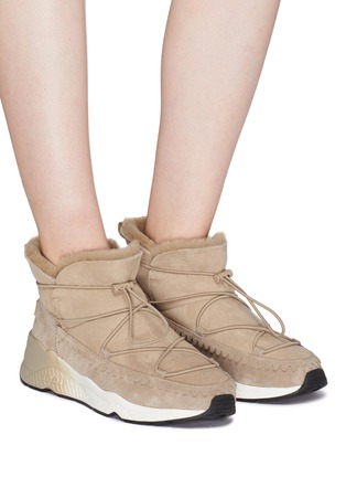 Figure View - Click To Enlarge - ASH - 'Mitsouko S' bungee drawcord suede sneaker boots