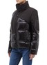 Detail View - Click To Enlarge - TRICKCOO - Detachable hood patchwork 10D nylon unisex down puffer jacket
