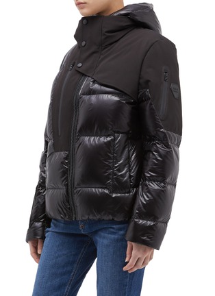 Front View - Click To Enlarge - TRICKCOO - Detachable hood patchwork 10D nylon unisex down puffer jacket