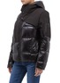 Front View - Click To Enlarge - TRICKCOO - Detachable hood patchwork 10D nylon unisex down puffer jacket