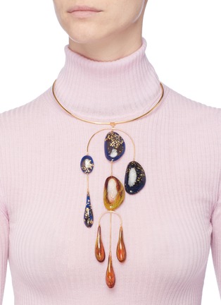 Figure View - Click To Enlarge - EJING ZHANG - 'Patter' link chandelier pendant choker