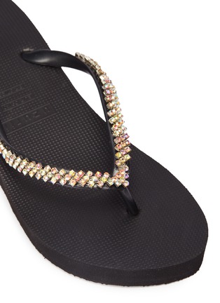 Detail View - Click To Enlarge - UZURII - 'Colorful Classic Mid Heel' crystal wedge thong sandals
